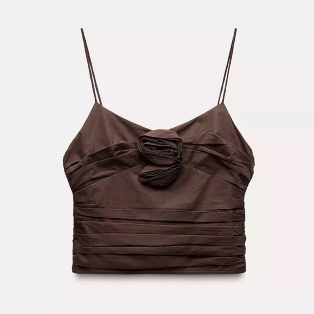Zara NWTs Elegant Brown Rose Women's Top